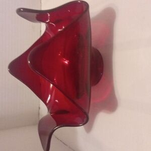 MCM Vicking Ving Ruby Red Four Pedal Handkerchief Vase